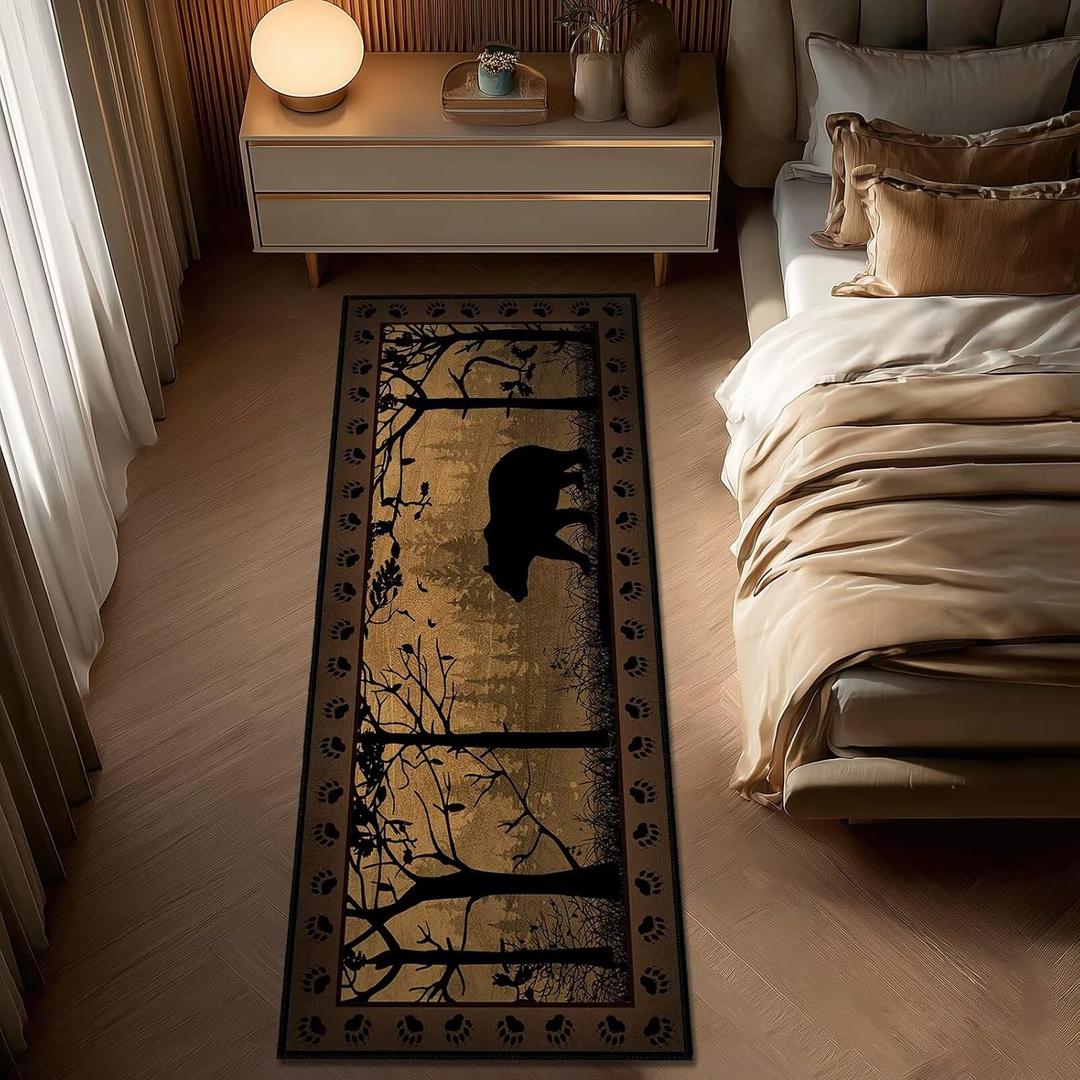 Rustic Rugs 2x5 for Entryway,Bear Country Cabin Wildlife Kitchen Rug Washable Indoor Door Mat Non Slip Accent Throw Rugs Vintage Floor Carpet Bedroom Area Carpet Runners for Hallway,Entry,Laundry