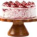 Mela Artisans Wooden Cake Stand 12 Inch | Medium Polish Mango Wood Pedestal Riser | Footed Cupcake & Dessert Stand | Multipurpose Cake Display for Home Decor | Dining Table | Pastries