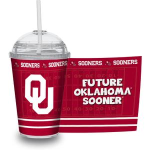 Rico Industries NCAA Oklahoma Sooners Rookie of the Year 12oz Acrylic Tumbler, Officially Licensed Youth Double Wall Tumbler with Swirly Straw