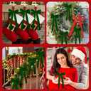 2 x 12 PCS Green Velvet Christmas Bows Ornaments Decorations, 10.2'' Vintage Long Velvet Bows Decor Ornaments for Christmas Tree Wreath Mantle Stair Gift Wrap, 0.98 W/5.11 * 10.23 inch