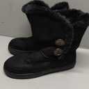 CLPP'LI Womens Twin Button Fully Fur Lined Waterproof Winter Snow Boots-Black-9