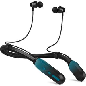Neckband Bluetooth Headphones, 200H Extra Long Playtime Wireless Stereo Neckband Earbuds with Microphone, Waterproof Balanced Armature Drivers in Ear Headset for Sports/Workout (Cyan Green)