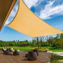 KANAGAWA Sun Shade Sail Curved 20'X26' Sand Rectangle Outdoor Shade Cover UV Blovk Canopy for Patio Garden Backyard Heavy Duty Permeable 185GSM (We Make Custom Size)