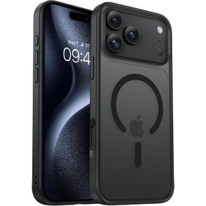 BENTOBEN Magnetic for iPhone 17 Pro Max Case, [Compatible with Magsafe] Drop Resistant Matte Skin Feeling Back Cover Leather Border Shockproof Slim Fit for iPhone 17 Pro Max Phone Case 6.9",Black