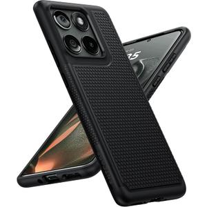 FNTCASE for Motorola Edge 2025 Case: Moto Edge 2025 Case 14ft Military Grade Drop Protection Anti-Slip Sweat-Resistant Matte Textured Dual Layer Daily Cover - 6.7inch (Black)