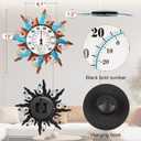 pealstar Large Outdoor Thermometer Sun Decorative Outdoor Thermometers for Patio Waterproof Metal Wall Thermometer No Need Battery for Garden Yard Garage Decor