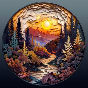 Wooden Puzzles for Adults - Unique Animal Shaped Sunset Forest Puzzle, 3D Vision Wooden Jigsaw Puzzle, Christmas Birthday Gifts for Friends/Family, Home Decor 11.4 * 11.4in 200pcs (Medium)