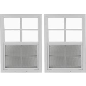 Shed Windows and More 24" W x 36" H Shed Window Tempered Glass with a Screen, 2 Pack Windows for Shed Chicken Coop Playhouse (White Flush)