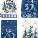 Artoid Mode Xmas Trees Snowman Bird Hello Winter Kitchen Towels Dish Towels, 18x26 Inch Farmhouse Holiday Snowflake Decoration Cleaning Set of 4