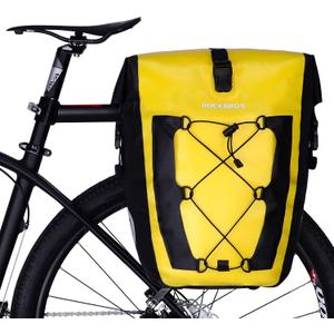 ROCKBROS Bike Pannier Waterproof 27L Large Capacity Bike Bag Rear Rack Bicycle Pannier Bag Waterproof for Grocery Touring Cycling Yellow*1
