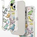 Hungo Compatible for iPhone 16 Pro Case for Women Girls Clear Design Cute,Girly Designer Aesthetic Protector Lovely Dinosaurs Animal Kawaii