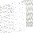 Bassinet Sheets for Baby Girl & Boy  3-Pack Soft Fitted Bassinet Sheets, Organic Cotton, Breathable & Cozy, Fits 32x16x4 Inch Rectangle, Oval & Hourglass Mattresses (Grey/White)
