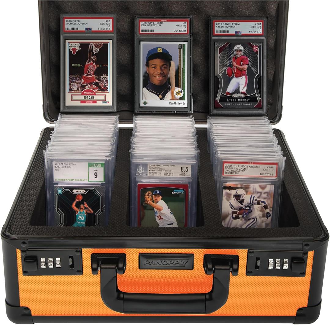 SLAB ARMOR FUSION 120+ 3 Row Psa Graded Card Storage Box Graded Card Case Psa Slab Case for Graded Cards Psa Card Case Baseball Card Cases for Sports Cards Storage (ORANGE)