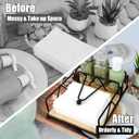 Napkin Holder, Flat Table Napkin Holder for Salt and Pepper Shakers, Metal Napkin Holders with Weighted Arm & Wooden Base for Kitchen Countertop (Black)