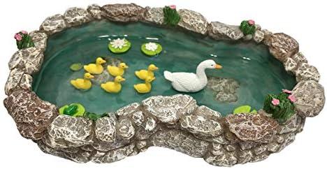 GlitZGlam Duck Pond -Mother and Ducklings! A Miniature Duck Pond for a Miniature Fairy Garden and Miniature Garden Accessories