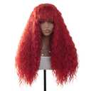 Curly Wig for Women and Girls Long Afro Curls Wigs with Bangs Synthetic Hair Replacement Wigs for Cosplay and Daily Use Red Curly Wig 26 Inch