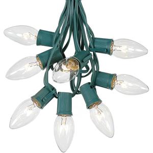 Novelty Lights C9 Clear Christmas String Lights - Indoor/Outdoor Light Set w/ 125 Transparent Bulbs for Christmas Tree, Patio, Wedding Decor, and More - (Green Wire, 100' Long)