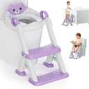 Potty Training Seat, Toddler Toilet Seat With Steps, 2 In 1 Toddler Potty Training Toilet With Splash Guard, Anti-Slip Step Stool Soft Mat, Adjust High Potty Seats For Toddlers Kids Boys Girls (Purple)