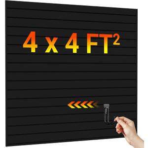 Ezlaino Slatwall 4 FT x 4 FT, PVC Slat Wall Paneling Garage Wall Organizer