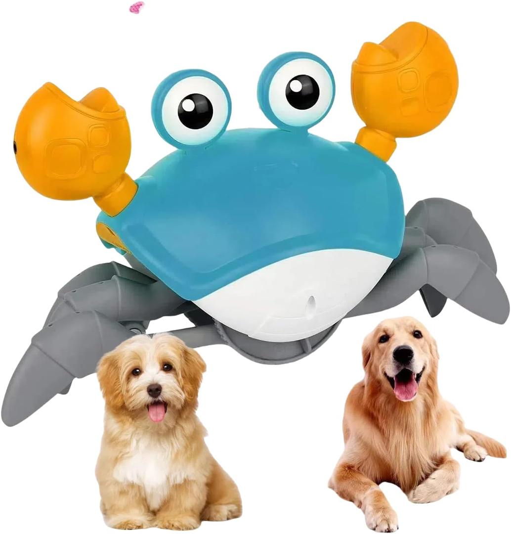 Crawling Crab Dog Toys with Obstacle Avoidance Sensor & Music Sounds, Lights for Dogs, Dancing Crab Toys Gifts for Puppy Small Medium (Green)
