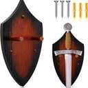 Queekay Wooden Sword Wall Mount Plaque Hanger for Katana Sword Display Stand Decorative Wall Decor for Display Plaque with Hardware(Black Brown,Classic)