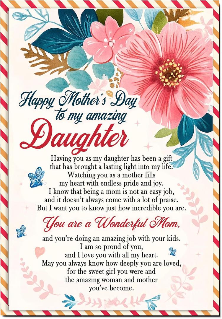 Mother's Day Card for Daughter, 5x7 Inches Greeting Card, Premium Envelope and Seal, Heartfelt Card from Mom and Dad, Unique Daughter Mothers Day Cards