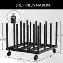 INNOVART Vinyl Cart Mobile Rack, 16 Rolls Capacity Heavy Duty Vinyl Roll Storage Cart, 2 Inch Round Core, Black Rolling Organizer Holder for Craft Room, Design Studios, Warehouse, Architects
