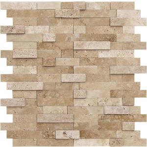 SUNWINGS Peel and Stick Mosaic Natural 3D Stone Self Adhesive Tiles, 12" x 11" 5-Sheet Stick on Backsplash for Kitchen Bathroom Fireplace Vanity, Beige