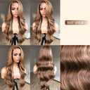 BrownBomb Honey Blonde Lace Front Body Wave Synthetic Pre Plucked Glueless Wig for Women, 4/27 Highlight Ombre Honey Blonde 13x5x1 Side Part 24inch Bombshell Wig