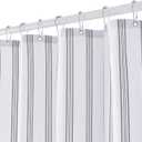 ORTIGIA Black and White Striped Shower Curtain with 12 Metal Hooks, Crinkled Lightweight Textured Fabric Modern Farmhouse Minimalist Bathroom Curtain 72x78 Inch