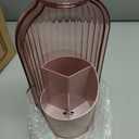 Makeup Brush Holder with Lid 360 Rotating Clear Dustproof Make Up Organizers for Vanity Bathroom Countertop, Pink
