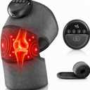 Cordless Heated Knee Massager, Wearable Wrap, 4 Heat Levels, 6 Vibration, 15/30/60 Min Timer, Type-C (Gray)