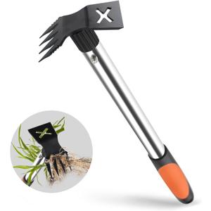 Upgraded 17" Weed Puller Tool, Portable Garden Weed Pulling Tool for Weeding Uprooting Planting, 2 in 1 Hoe & 4 Teeth Rake Manual Weeder, Durable Weed Remover Gardening Hand Tools for Yard Lawn Farm