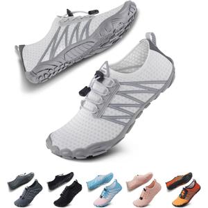 SEEKWAY Water Shoes Men Women Adult Quick-Dry Aqua Sock Barefoot for Beach Swim River Pool Lake Hiking Kayaking Surfing (9 Women/8 Men, 1a-407 White)