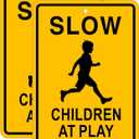 Slow Down Children at Play Sign,17 x 12 inches,Reflective Aluminum,UV Protected,Weather Resistant,Waterproof,Durable Ink,Outdoor Use,Easy to Mount(2 Pack)
