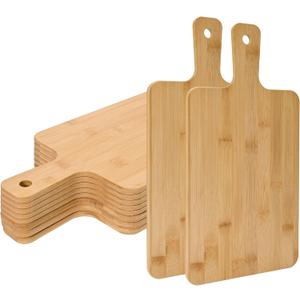 WILLOWDALE 10pcs Wood Cutting Boards for Kitchen, 15.5" Charcuterie Boards Wood Serving Board for Pizza, Cheese, Dessert, Wooden Cutting Board with Handle Bamboo Cutting Board Set for Fruit Vegetable