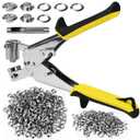 Eyelet Clips with 500 Eyes, Diameter 10 mm, Press Tool, Metal Press Stud Pliers, Leather Punch Pliers with Belt Punch, for Canopy Tarpaulins Curtains Banners