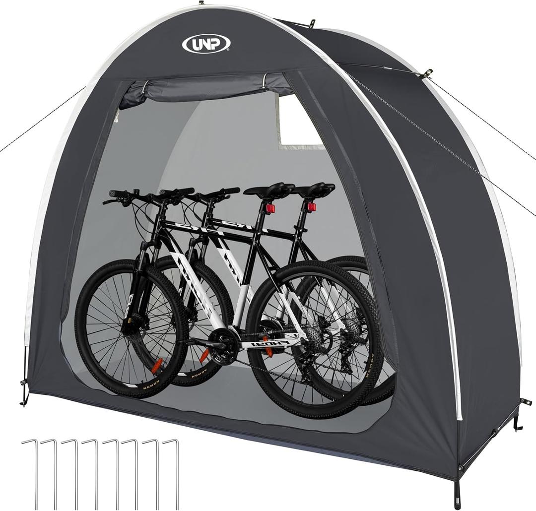 UNP Bike Storage Shed Tent, Portable Outdoor Bike Storage Tent with 210D Oxford Thick PU4000 Waterproof for 2-3 Bikes, Bike Covers Storage Shed Tent for Bicycles, Lawn Mower, Garden Tools
