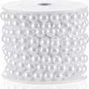 Flat Pearl Garland String 11 Yards, 10MM Half-Round Beaded Spool Roll Crafts for Wedding Decoration (White)