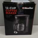 Mueller 12-Cup Drip Coffee Maker - Borosilicate Carafe, Auto-Off, Reusable Filter, Anti-Drip, Keep-Warm Function, Clear Water Level Window Coffee Machine, Kitchen Essentials & Accessories (Black)