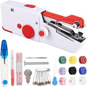 Handheld Sewing Machine with Sewing Kits,Mini Sewing Machine for Quick Stitching Suitable for Home,Travel,DIY (Red)