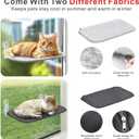Idepet Cat Window Perch Cordless Foldable Cats Hammock Bed with Interactive Toys,Suction Cups,Reversible Cover Keep Pets Cool Warm for Summer Winter,Indoor Kitten Resting Seat(Gray&Black, 2 Pack)