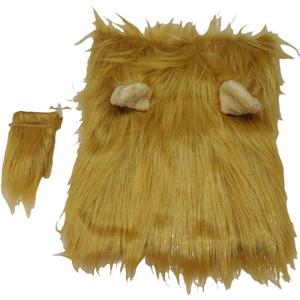 Golden Retriever Dog Cat Funny Cute Cute Wig Lion Head Hat (Light brown + tail)