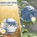 Cekene Round Outdoor Patio Rugs 8Ft Waterproof Reversible Outdoor Rugs with Carry Bags Lightweight Plastic Straw Rugs Portable RV Camping Mat Blue Floor Carpet for Deck Porch Picnic BBQ