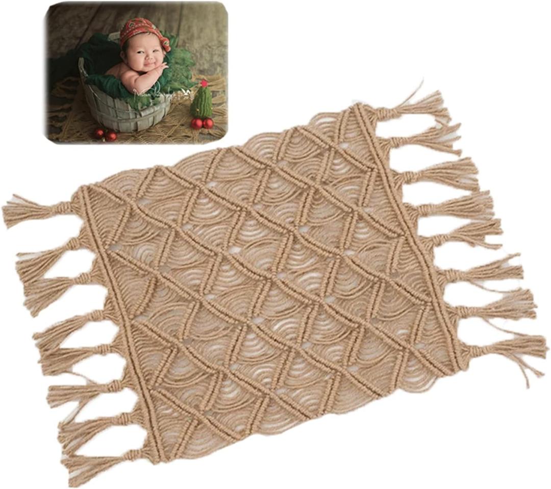Newborn Photography Props Baby Photoshoots Photo Posing Macrame Blankets Rug Backdrop (Brown)