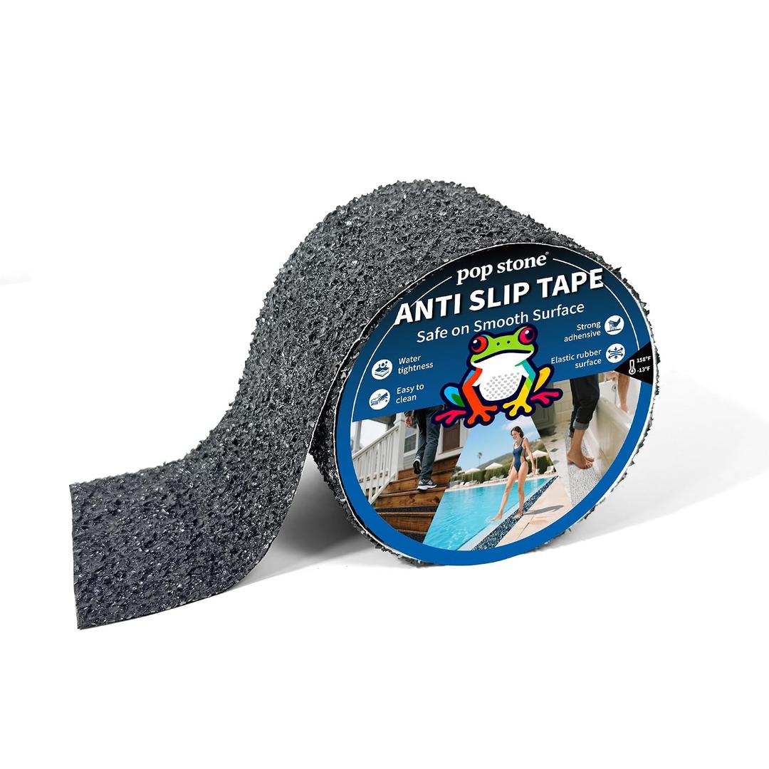 Waterproof Anti-Slip Traction Tape, 4" x16.5 FT | Heavy-Duty EPDM Rubber Granule Surface, Strong Grip & Resilient Foot Contact | Indoor & Outdoor for Pool, Bath, Ramps, Stairs and Steps