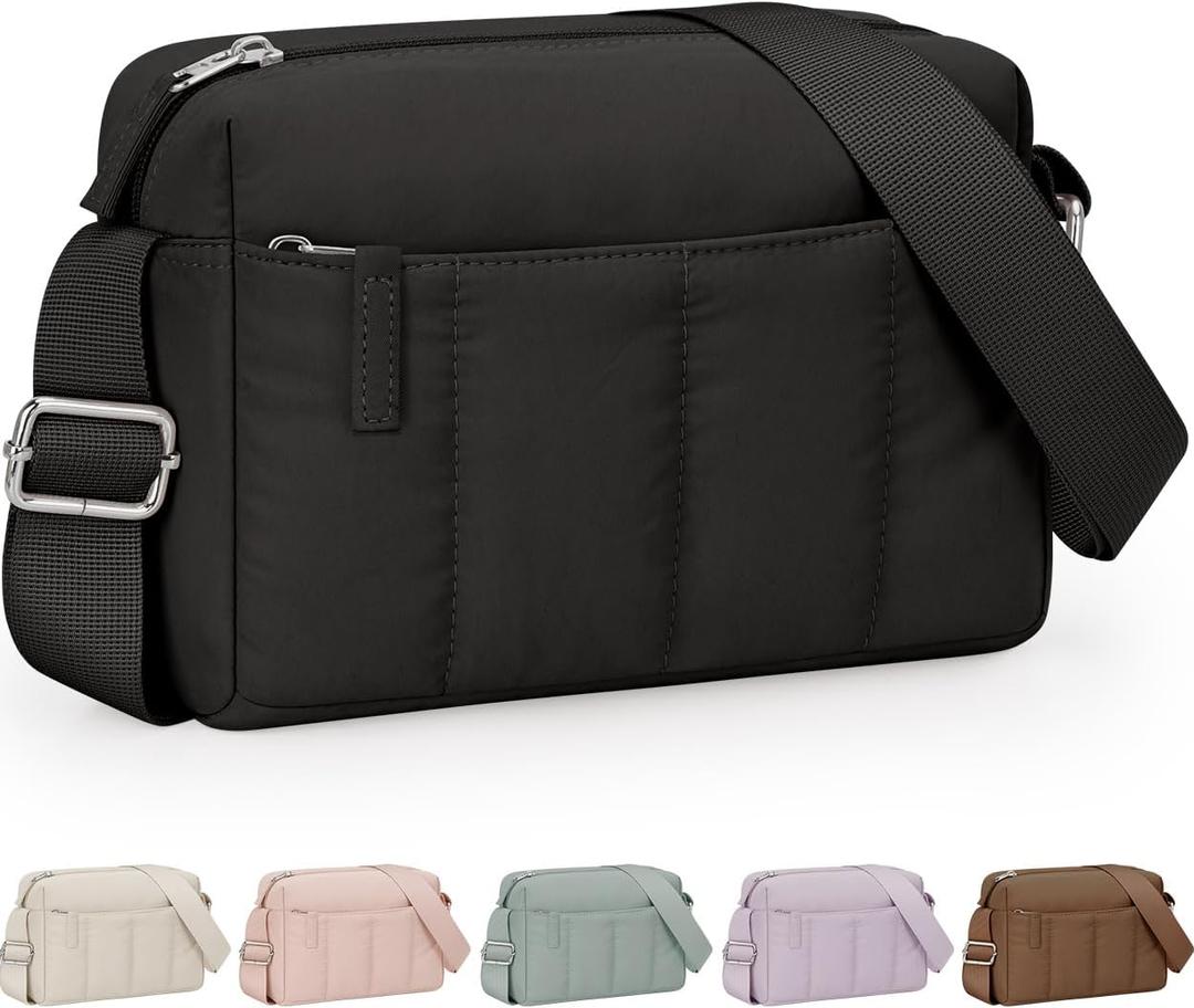 Pritent Crossbody Bags for Women, Lightweight Puffer Travel Cross Body Purse, Mini Shoulder Handbag Used for Daily Gym Hiking