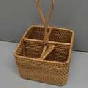Utensil Holder Cutlery Holder Container for Spoon Fork Flatware Organizer Woven for Restaurant Dining Room Countertop Cooking, Large Square