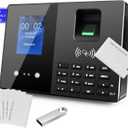 Employee Time Clock, Fingerprint Badge Attendance Machine, 0 Monthly Fee Office Punch Clock for Small Business, 5 Badges Included