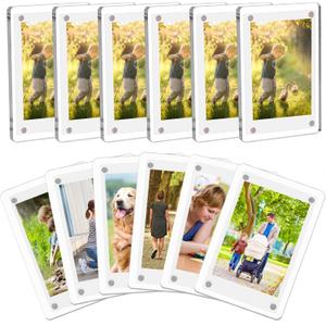 12 Packs Acrylic Fridge Magnetic Picture Frame Magnetic Polaroid Frames for Photos Instax Mini Frame Clear 2.36 x 3.54 Inch